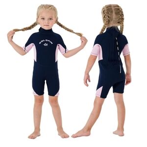 Goldfin Kids Shorty Wetsuit - navy & light pink